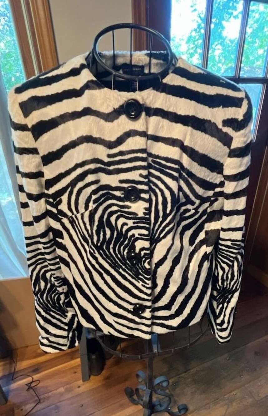 Juliana Collezione Zebra Print Faux Fur Jacket Size 12